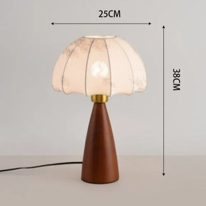 Lampe de Chevet Vintage en Bois et Abat-jour Tissu