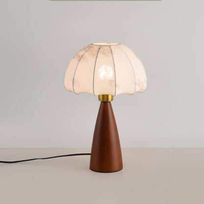 Lampe de Chevet Vintage en Bois et Abat-jour Tissu