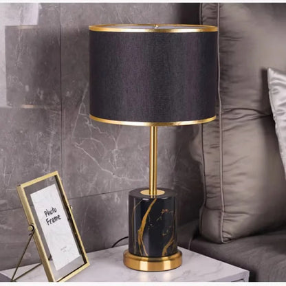 Lampe de chevet métal doré et abat-jour tissu