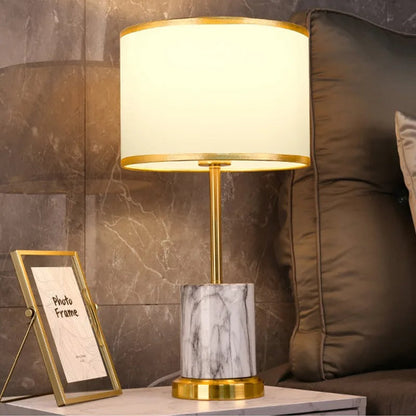 Lampe de chevet métal doré et abat-jour tissu
