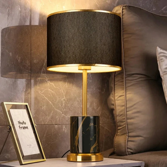 Lampe de chevet métal doré et abat-jour tissu