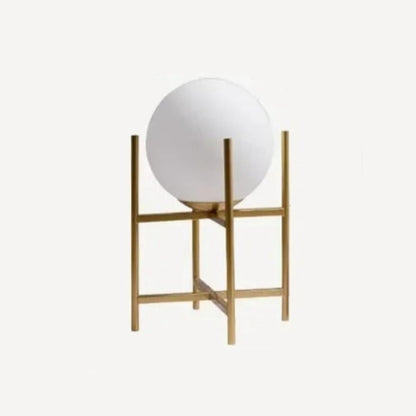 Lampe de Table Boule en Métal et Verre Opalin