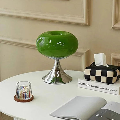 Lampe de chevet design en métal et verre