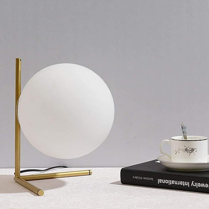 Lampe de Chevet Boule en Métal Doré et Verre