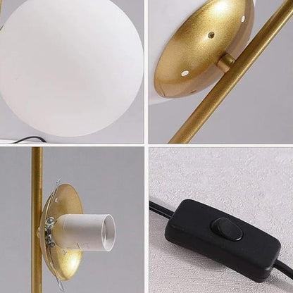 Lampe de Chevet Boule en Métal Doré et Verre