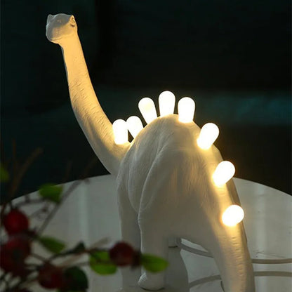 Lampe de chevet dinosaure en résine – LED intégrées