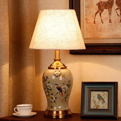 Lampe de Chevet en Céramique Peinte à la Main