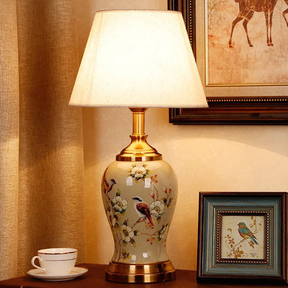 Lampe de Chevet en Céramique Peinte à la Main