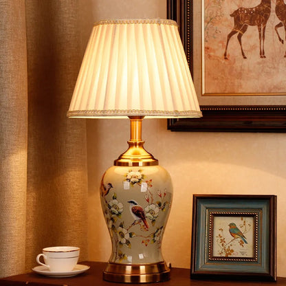 Lampe de Chevet en Céramique Peinte à la Main