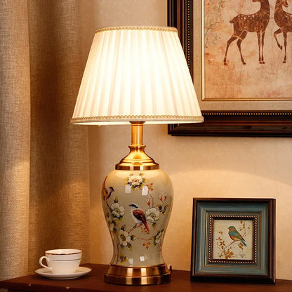 Lampe de Chevet en Céramique Peinte à la Main