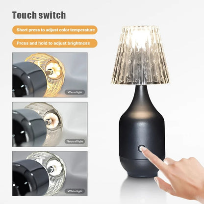 Lampe de Chevet en Cristal Tactile Rechargeable
