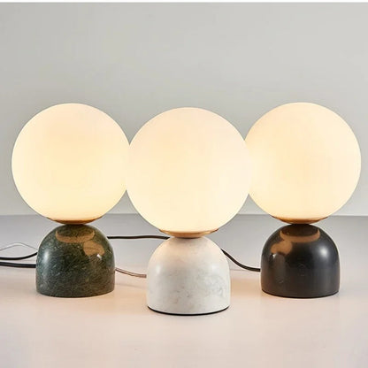 Lampe de chevet en marbre naturel et globe en verre