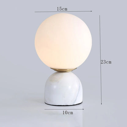 Lampe de chevet en marbre naturel et globe en verre