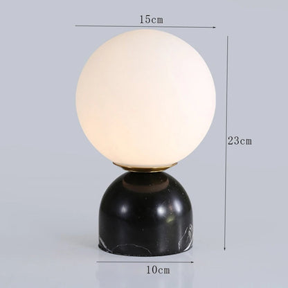 Lampe de chevet en marbre naturel et globe en verre