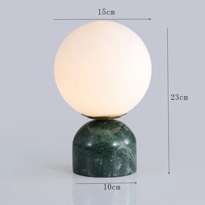 Lampe de chevet en marbre naturel et globe en verre