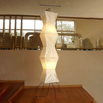 Lampadaire en Papier de Riz – Design Japonais Sculptural