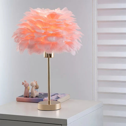 Lampe de Chevet en Plumes avec Pied en Métal