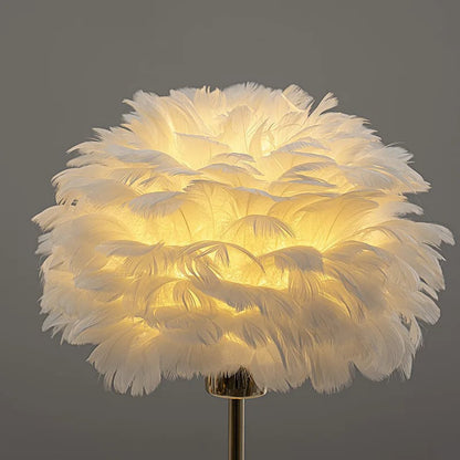 Lampe de Chevet en Plumes avec Pied en Métal