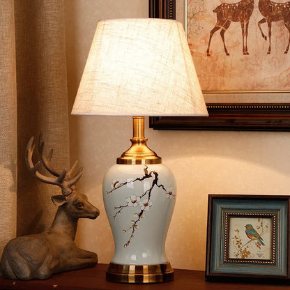 Lampe de Chevet en Porcelaine Peinte à la Main