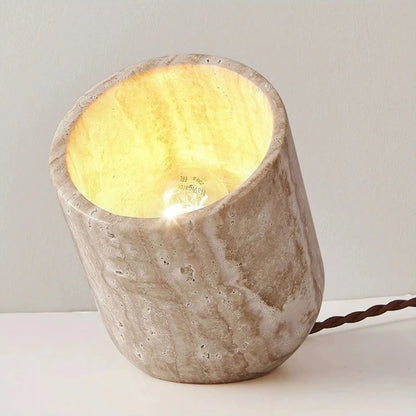 Lampe de chevet en travertin naturel et verre