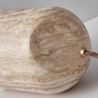 Lampe de chevet en travertin naturel et verre