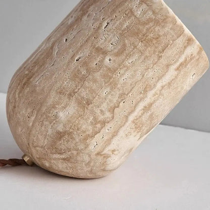 Lampe de chevet en travertin naturel et verre