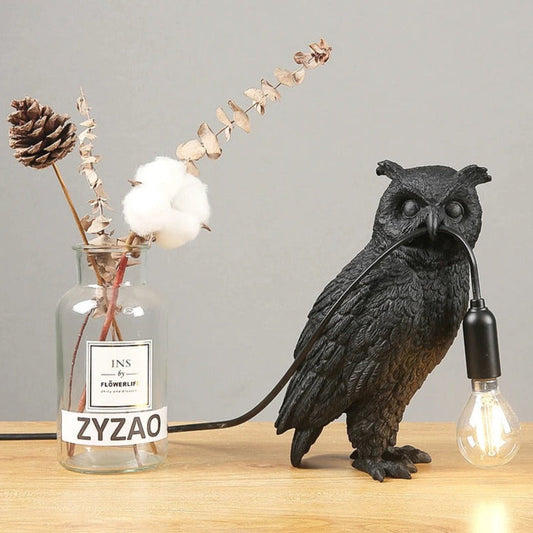 Lampe de chevet Hibou en résine noire