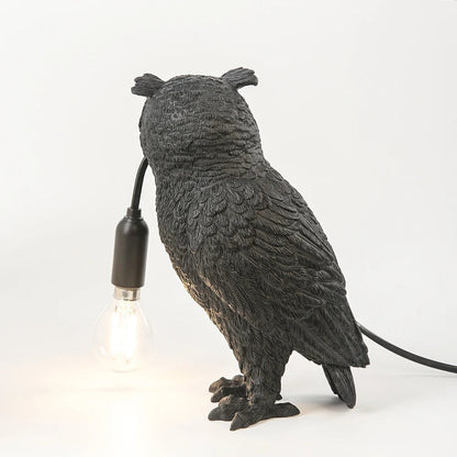 Lampe de chevet Hibou en résine noire