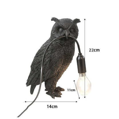 Lampe de chevet Hibou en résine noire