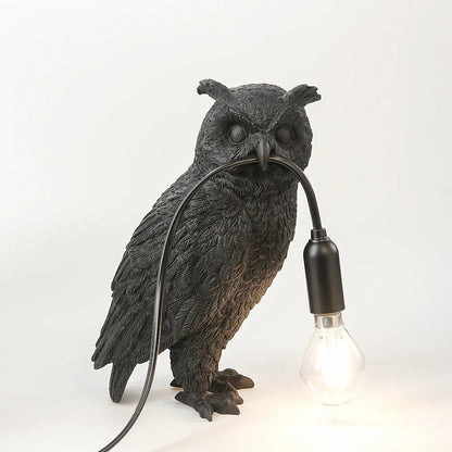 Lampe de chevet Hibou en résine noire