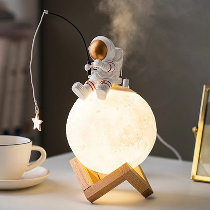 Lampe Humidificateur Astronaute et Lune en Résine