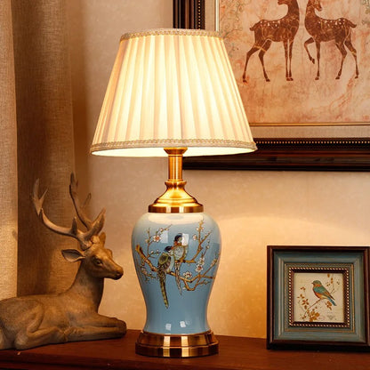 Lampe de chevet japonaise en porcelaine peinte à la main
