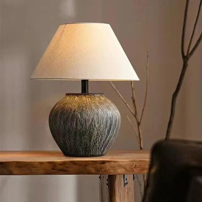 Lampe de Chevet Japonaise en Céramique et Tissu