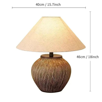 Lampe de Chevet Japonaise en Céramique et Tissu