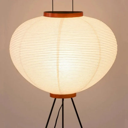 Lampe Japonaise sur Pied en Papier de Riz et Métal
