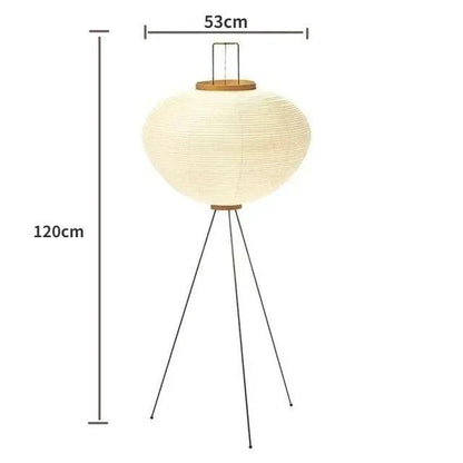 Lampe Japonaise sur Pied en Papier de Riz et Métal
