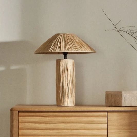 Lampe Japonaise en Raphia Naturel – Style Vintage