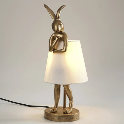 Lampe de chevet lapin en résine dorée avec abat-jour