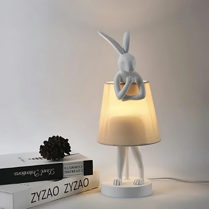 Lampe de chevet lapin en résine dorée avec abat-jour