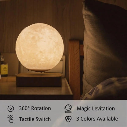 Lampe Lune Lévitation Magnétique – Base en Bois