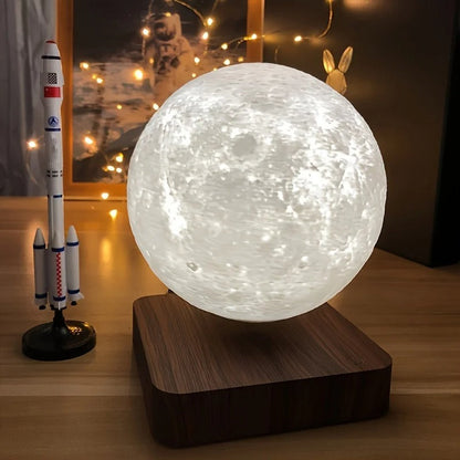 Lampe Lune Lévitation Magnétique – Base en Bois