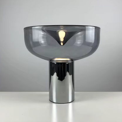 Lampe de chevet design en métal et pierre de verre