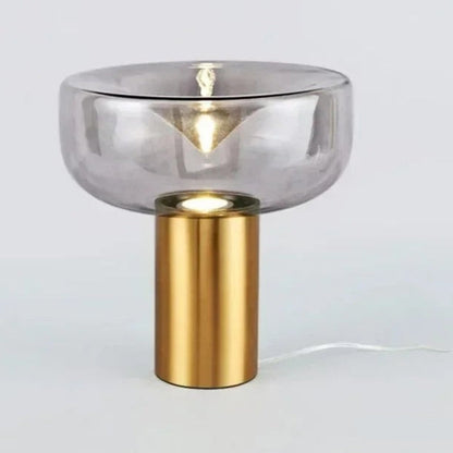 Lampe de chevet design en métal et pierre de verre