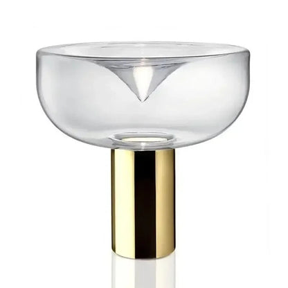 Lampe de chevet design en métal et pierre de verre