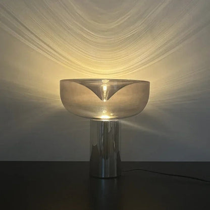 Lampe de chevet design en métal et pierre de verre