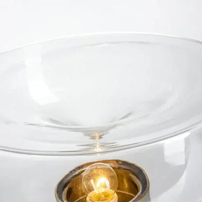 Lampe de chevet design en métal et pierre de verre