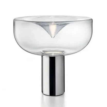 Lampe de chevet design en métal et pierre de verre