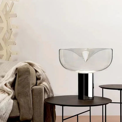 Lampe de chevet design en métal et pierre de verre