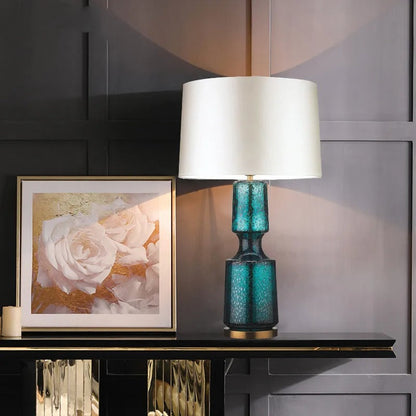 Lampe en verre minimaliste avec abat-jour en tissu