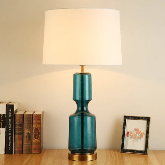 Lampe en verre minimaliste avec abat-jour en tissu